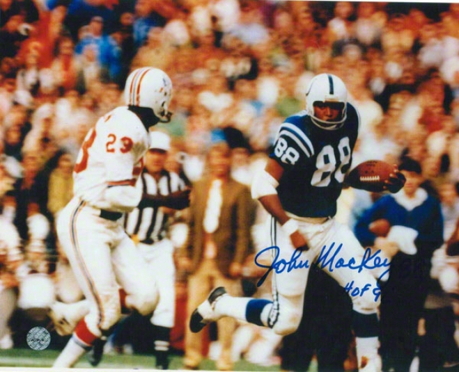 John Mackey Baltimore Colts Autographed 8x10 Photo Running Down The Sideline Inscribed Hof 92