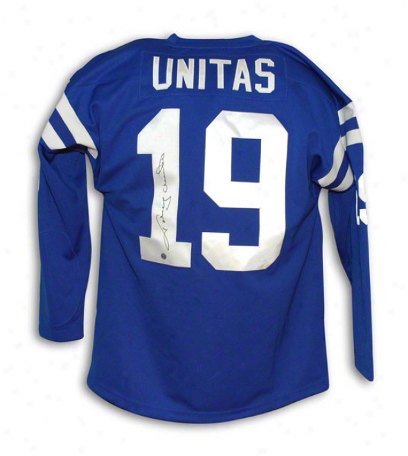 Johnny Unitas Autographed Baltimore Colts Blue Authentic Mitchell & Ness Jersey