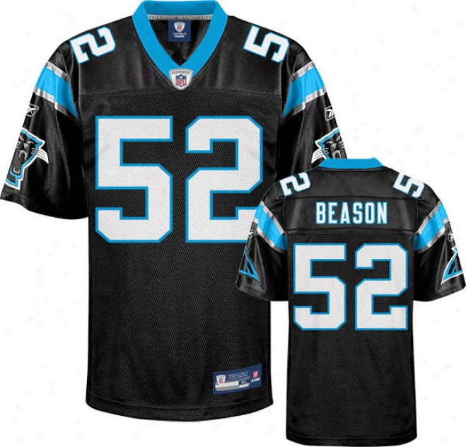 Jon Beason Jersey: Reebok Black Replica #52 Carolina Panthers Jersey