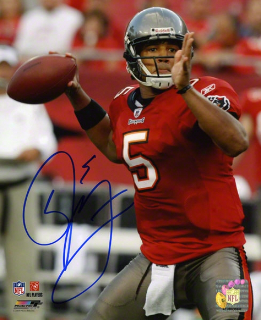 Josh Freeman Autographed Photograph  Details: Tampa Bay Buccaneers, 8x10