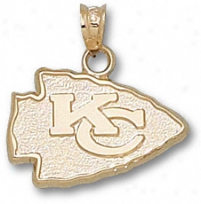 Kansas Citty Chiefs 10k Gold ''kc'' Arrowhead Logo 1/2'' Pendant