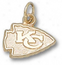 Kansas City Chiefs 14k Gold ''kc'' Arrowhead Logo 3/8'' Pendant