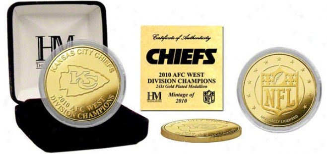 Kansas City Chiefs 2010 Afc West Diivision Champions 24kt Gold Coin