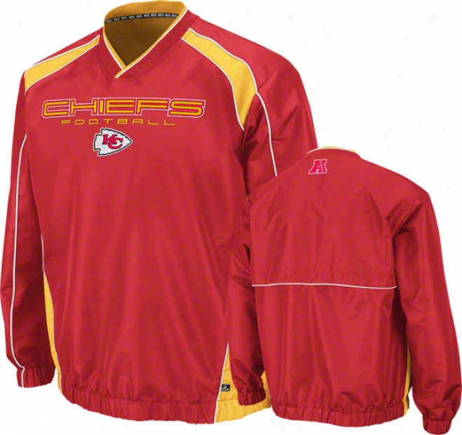 Kansas City Chiefs Coach's Choice Ii Red Lightweight Pullovver Jacket