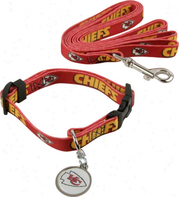 Kansas City Chiefs Dog Collar & Leash Set