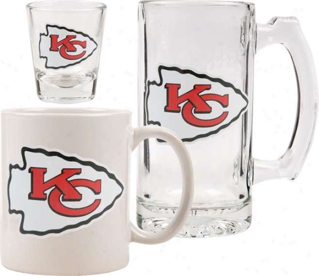 Kansas City Chiefs Glassware Set: Logo Tankard, Coffee Mug, Shot Glass