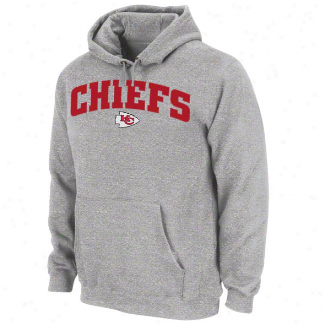 Kansas City Chiefs Grey Classic Arched Mascot Embroidered Hooded Sweatshirt