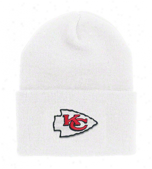 Kansas City Chiefs Knit Hat: White Stadium Cuffed Join Cap