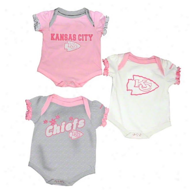 Kansas City Chiefs Newborn 3-pieceP ink Creeper Set