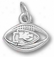 Kansas City Chiefs Sterling Silver Arrowhead Logo Pierced Football 1/4'' Pendant