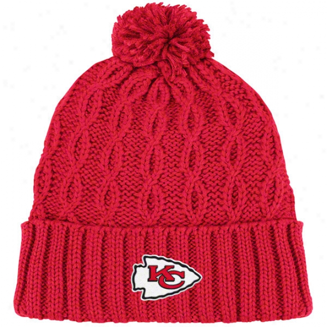 Kansaas City Chiefs Women's Knit Hat: Retro Pom Cuffed Knit Hat