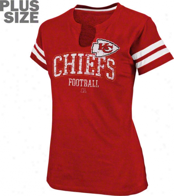 Kansas City Chiefs Women's Plus Size Go For Two Split Neck Top