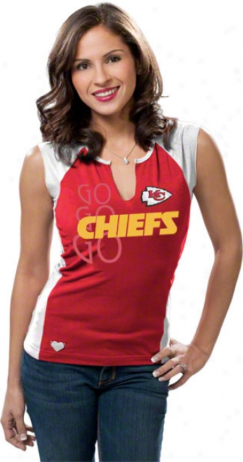 Kansas City Chiefs Women's Red Two-toned Split Neck Highest part