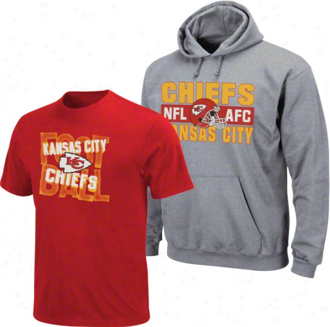 Kansas City Chiefs Youth Grey/red Cover  & Tee Combo Pack