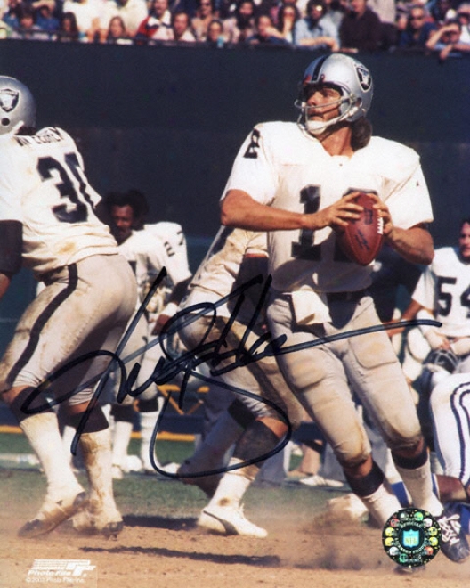 Ken Stabler Oakland Raiders Action 8s10 Autographed Photograph