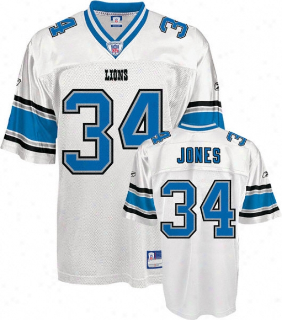 Kevin Jones Jersey: Reebok White Replica #34 Detroit Lions Jersey