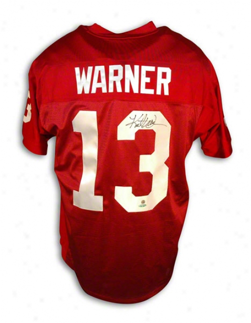 Kurt Warner Autographed Ari2ona Cardinals Red Reebok Authentic Jersey