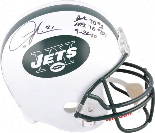 Ladainian Tomlinson Autographed Helmet  Details: New York Jets, 2 Inscriptions, Riddell Replica Helm