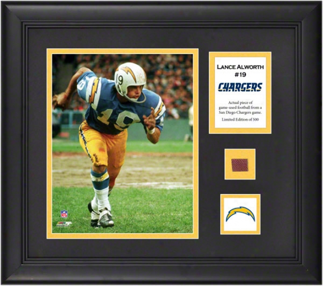 Lacne Alworth Framed 8x10 Photograph  Details: San Diego Chargers, With Game-used Football Piece And Descriptive Plate
