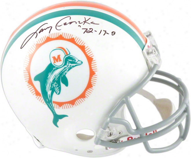 Larry Csonka Autograpned Hdlmet  Details: Miami Dolphins, 72-17-0 Inscription