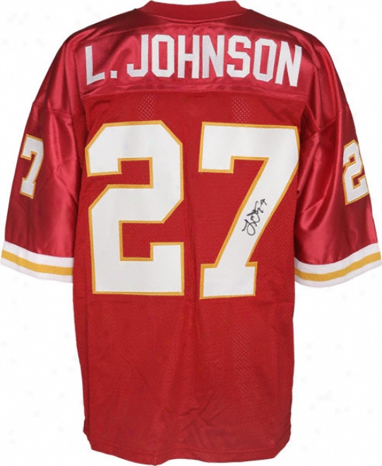 Larry Johnson Autogra;hed Jersey  Details: Red, Custom