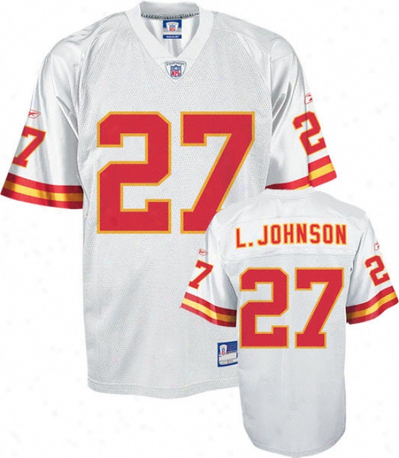 Larry Johnson Youth Jerse6: Reebok White Re;lica #27 Kansas City Chiefs Jersey