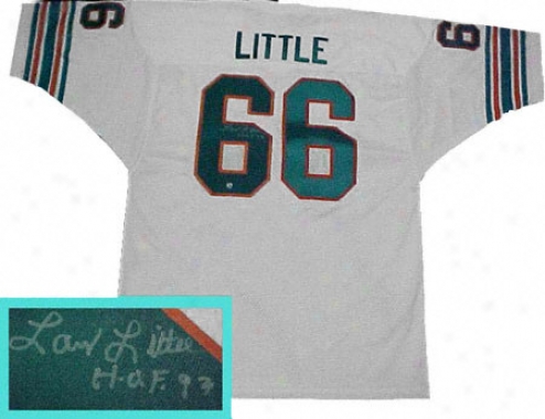 Larry Little Miami Dolphins Autographed White Throwback Jerssey