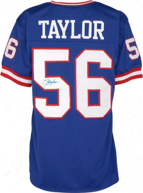 Lawrence Taylor Recent York Giants Autographed Blue Jersey