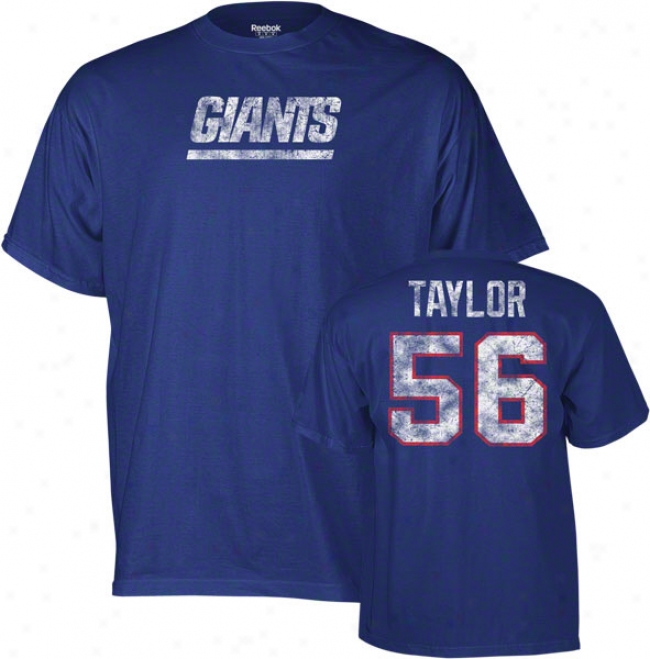 Lawrence Taylor New York Giants Blue Vintage Name & Number Tee