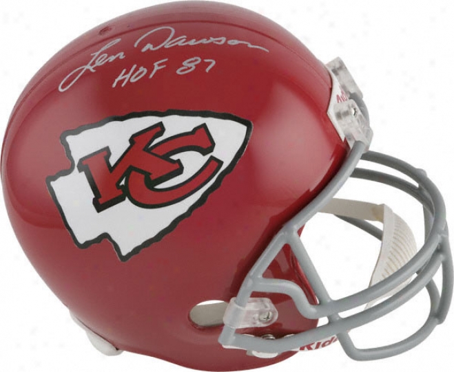 Len Dawson Autographed Helmet  Details: Kansas City Chiefs, Throwback, Riddell Replica Helmet, Hof'87 Inscription