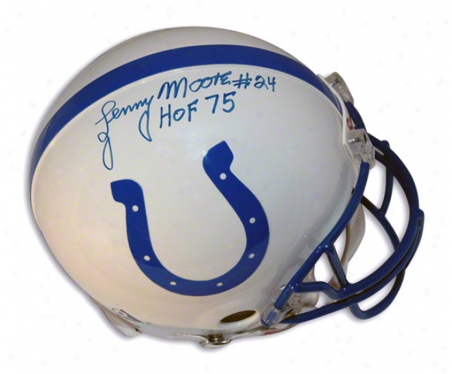 Lenny Moore Autographed Pro-line Helmet  Details: Baltimore Colts, Inscribed Hof '75