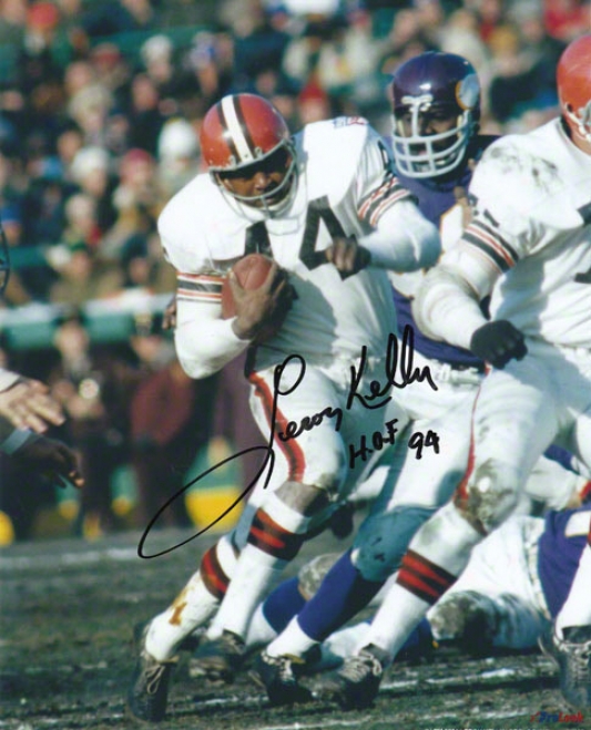 Leroy Kelly Cleveland Browns - Action - Autographed 8x10 Photograph With Hof 94 Inscriptiion