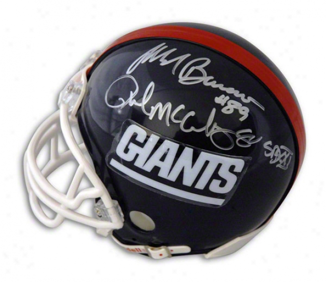 Mark Bavaro And Phil Mcconkey Dual Autographed New York Giants Mini Helmet