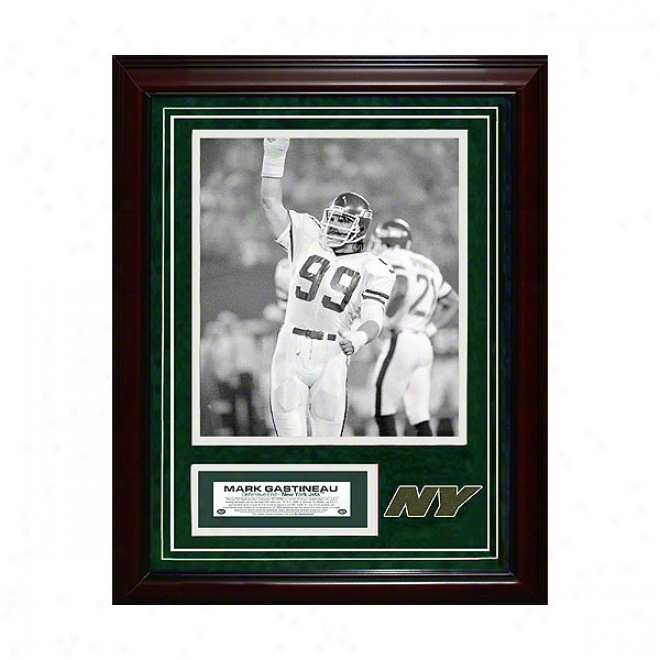 Mark Gastinrau Starting a~ York Jets 11x14 Framed Collage With Game Used Turf Photo & Nameplate