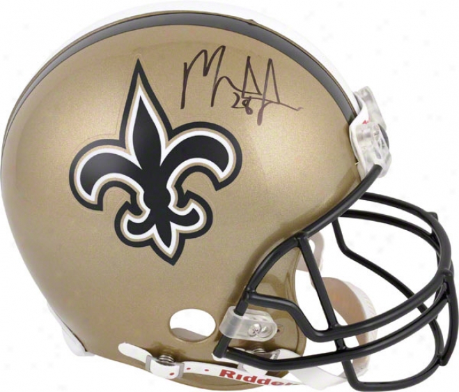 Indication Ingram Autographed Pro-line Helmet  Details: New Orleans Saints, Authentic Riddell Helmet