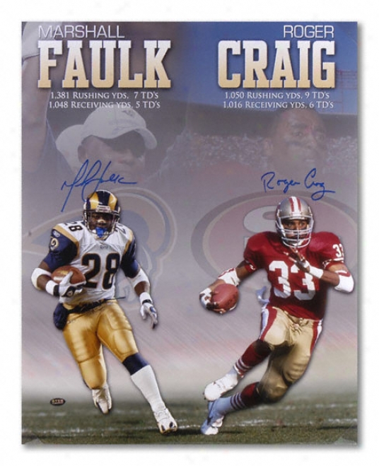 Marshall Faulk And Roger Caig - Collqge - Dual Autographed 16x20 Photograph