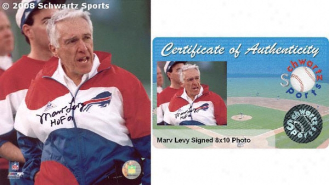 Marv Leavy Buffalo Bills - Autographed 8x10 Photograph Attending Hof 01 Inscription