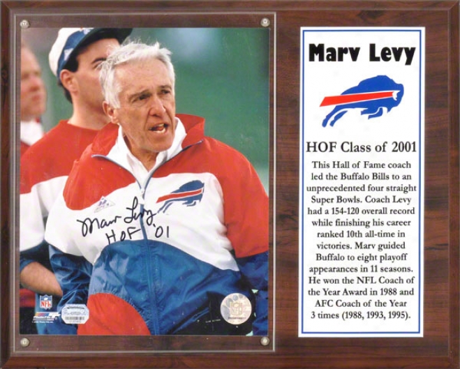 Mar\/ Levy Buffalo Bills Autographed 12x15 Plaque