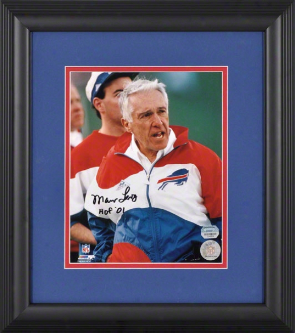 Marv Levy Framed Autographed Photograph  Details: Buffalo Bills, 8xl0, Hof 01 Inscription