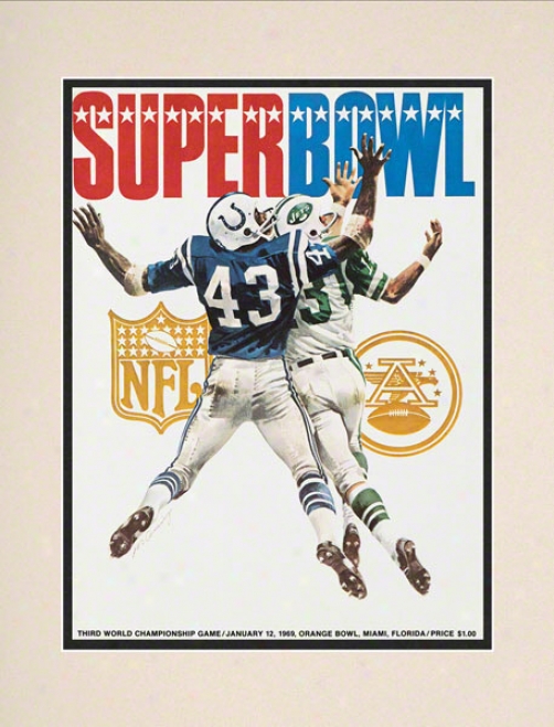 Matted 10.5 X 14 Super Bowl Iii Program Print  Details: 1969, Jets Vs Colts