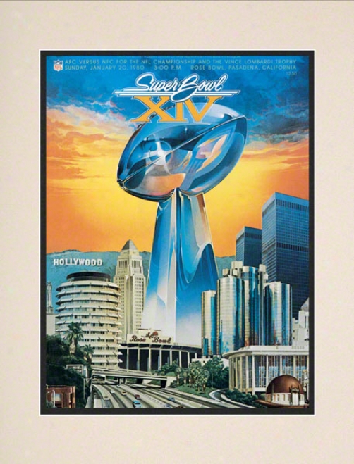 Matted 10.5 X 14 Super Bowl Xiv Program Prin t Details: 1980, Steelers Vs Rams