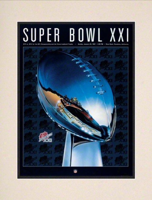 Matted 10.5 X 14 Super Bowl Xxi Program Print  Particulars: 1987, Giants Vs Broncos