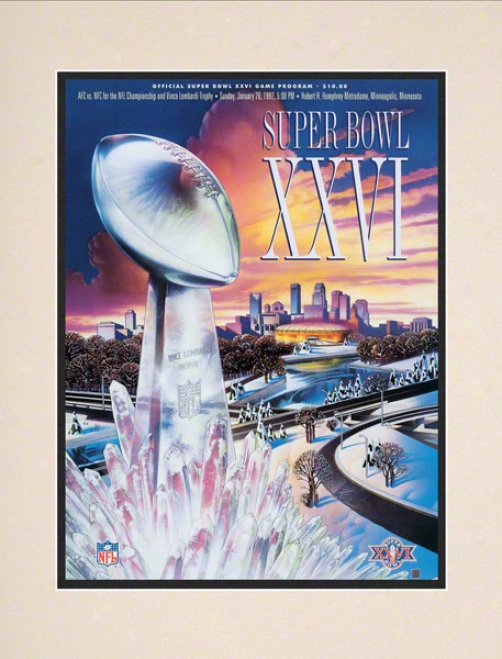 Matted 10.5 X 14 Super Bowl Xxvi Program Print  Details: 1992, Redskins Vs Bills