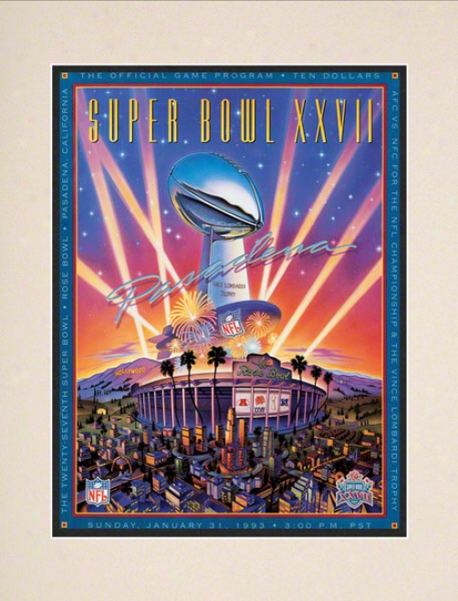 Matted 10.5 X 14 Super Bowl Xxvii Program Print  Details: 1993, Cowboy sVs Bills