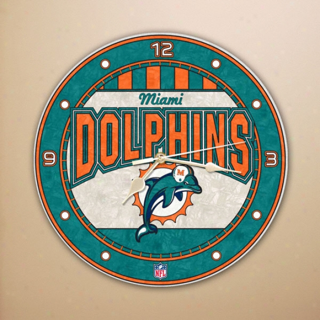 Miami Dolphins 12in Glass Wall Clock