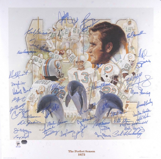 Miami Dolphins 1972 Team Signed 35th Anniversary 24x24 Lithograph