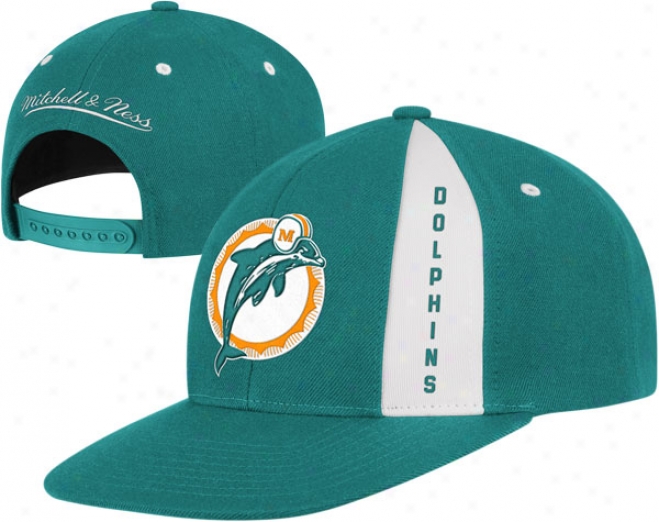 Miami Dolphins Aqua Mitchell & Ness Throwbacks Panel Down Snapback Adjustable Hat