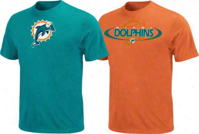 Miami Dolphins Aqua/dark Orange 2 T-shirt Combo Pack