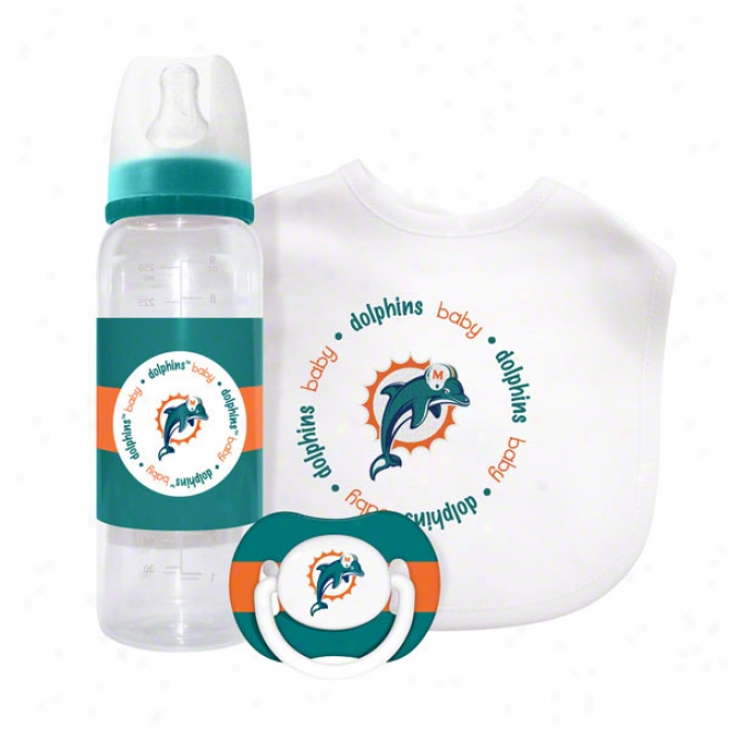 Miami Dolphins Baby Gift Set: Kickoff Collection 3-piece Baby Feeding Arrange