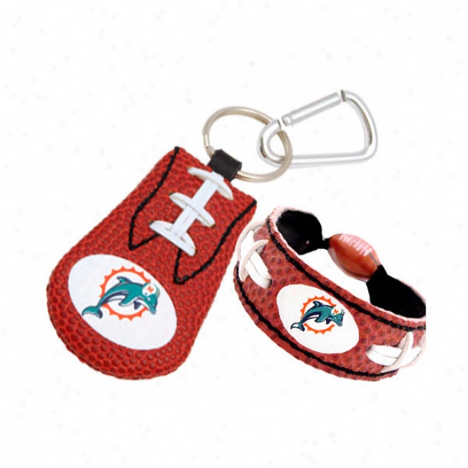 Miami Dolphins Bracelet & Keychain Set